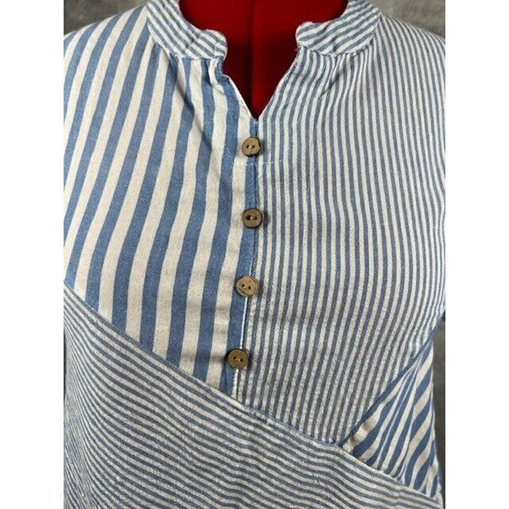 Loveu.dear Womens V Neck Short Sleeves Multicolor Striped Top Size XL - Picture 3 of 8